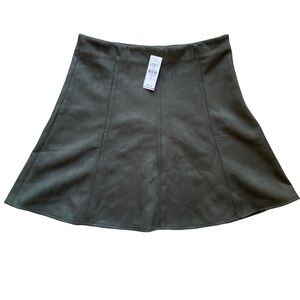 NWT Loft Outlet Dark Olive Green Faux Suede A-Line Mini Skirt Size 6